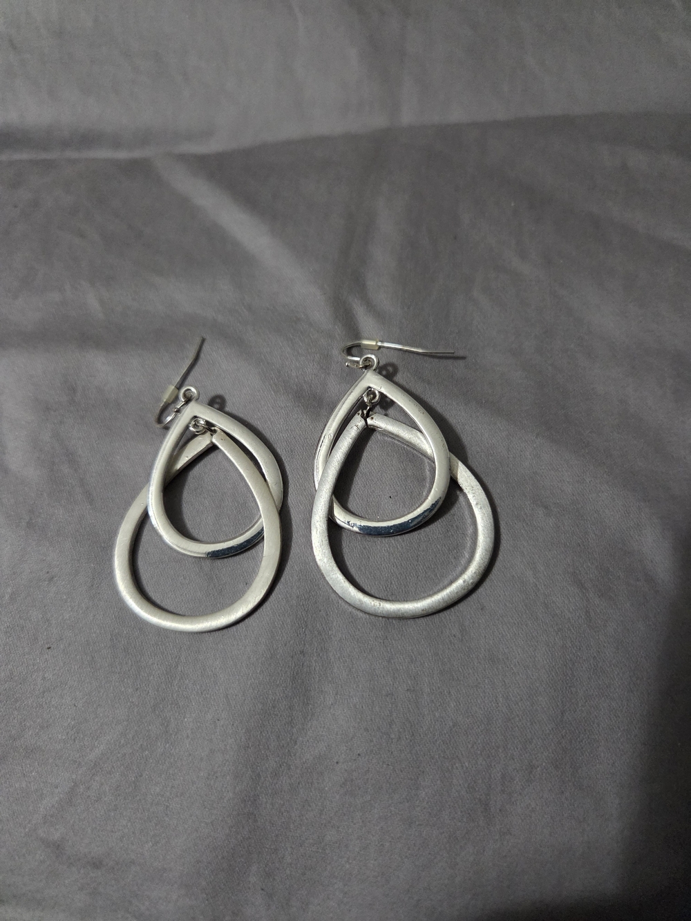 Classic Double Teardrop Silver Earrings - Women Jewelry